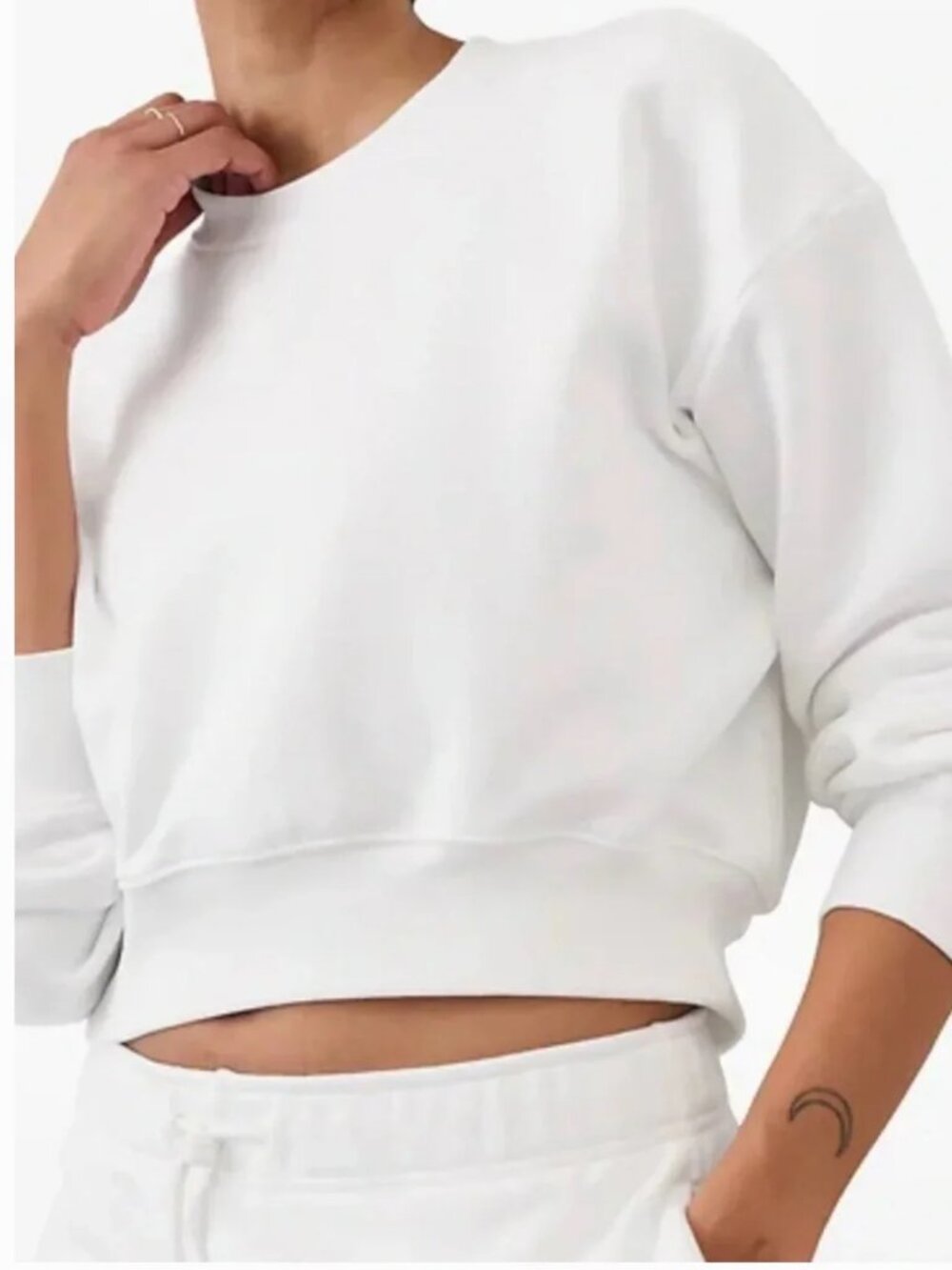 Athleta Heavyweight Terry Ultra Crop Crew Sweatshirt in White